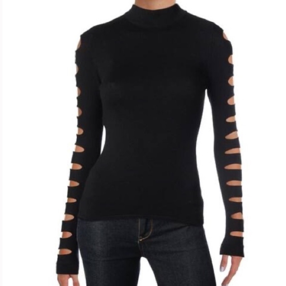 AQUA cut out sleeves turtleneck
